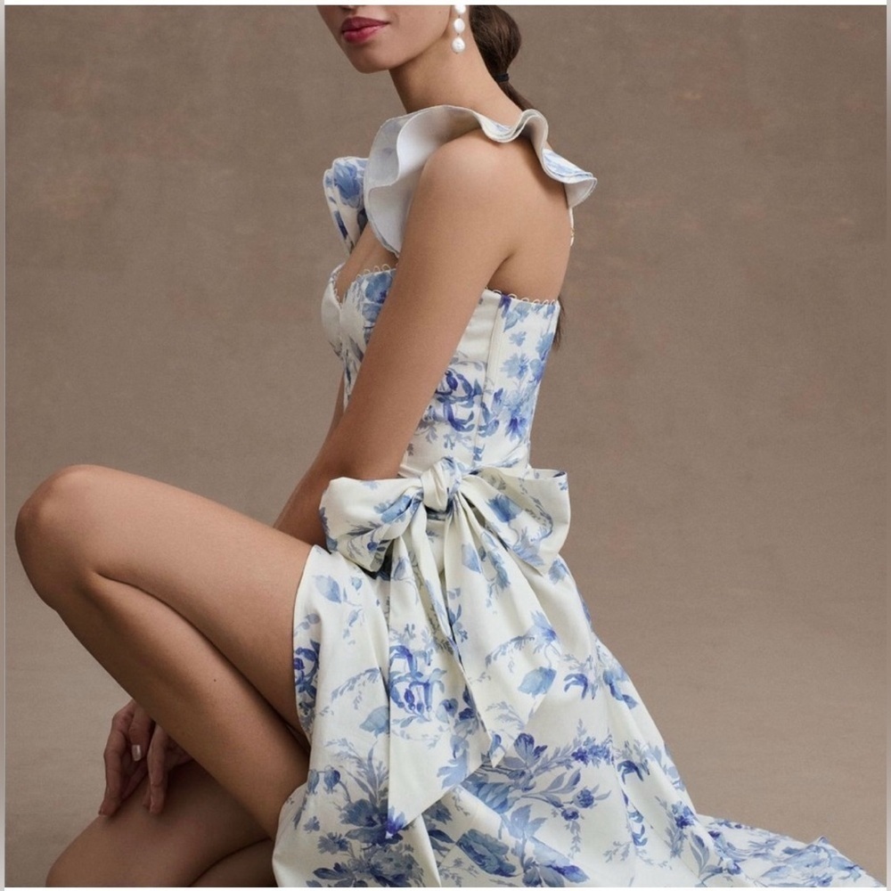 NWT V.Chapman Vera Ruffle Strap Corset Side Slit Midi Dress Size XL /14 - Picture 10 of 10